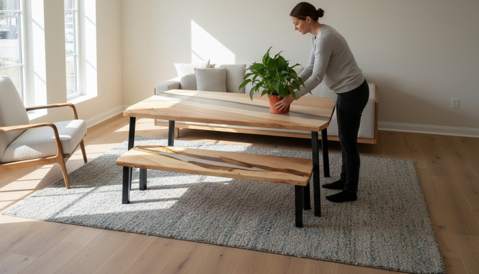 Tavolo console Tavolino d'appoggio Credenza Tavolo console Tavoli da parete in resina epossidica Nuovo Epossidico