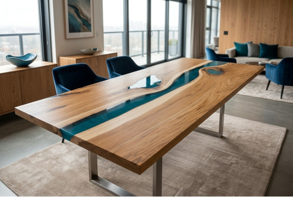 Tavolo da pranzo di lusso in legno massiccio, design autentico, tavoli massicci, tavolo da cucina