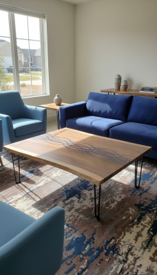 Fiume Tavoli Tavolo da pranzo Design Tavolo Moderno Mare Mobili 100x100 Resina epossidica Oceano