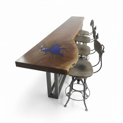 Epoxid Tresen Bartisch legno reale mobile massiccio tavolo in resina epossidica a cascata 240x70