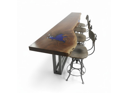 Epoxid Tresen Bartisch legno reale mobile massiccio tavolo in resina epossidica a cascata 240x70