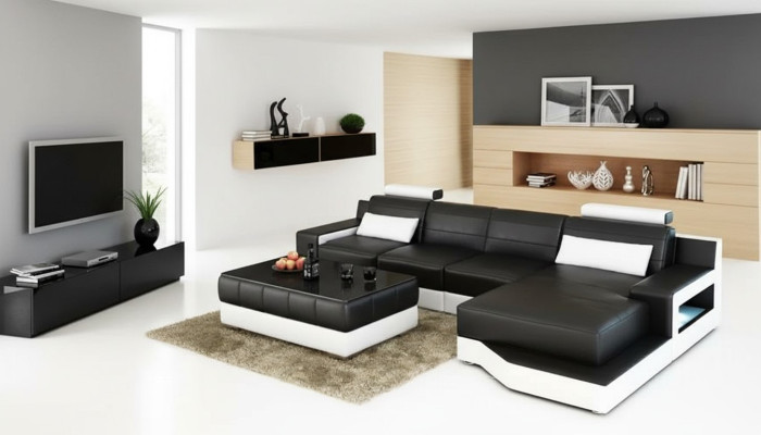 Divano angolare a L Moderno divano in pelle Divano angolare imbottito Design del divano
