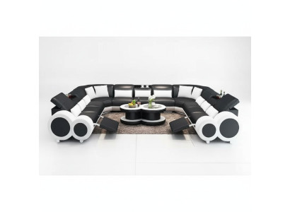 Divano ad angolo a forma di U, divano moderno in pelle, divani, divani imbottiti, divani design, set.