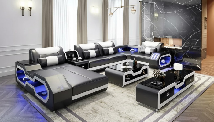 Design angolo divano divano divano divanetti tavolo 2 pezzi. Paesaggio abitativo