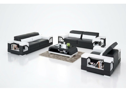 Divano Set di divani a 3 posti Tavolino da salotto Divano in pelle Divano moderno Salotto