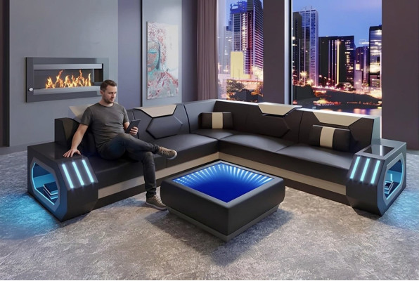 Design divani ad angolo divano angolare Soggiorno Mobili Rivestimento in pelle Divano Sofa