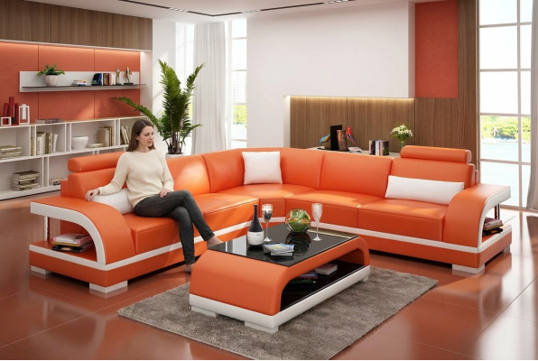 Soggiorno divano in pelle xxl moderno designer angolare imbottito.