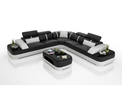Soggiorno Divano ad angolo Design Divano d'angolo Mobili Moderno Divano imbottito in pelle