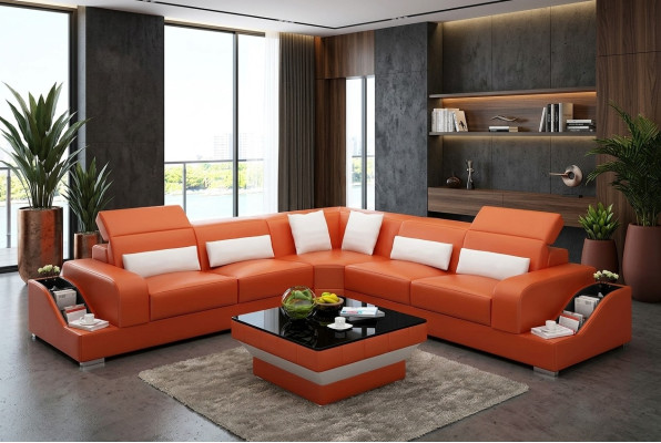 Eckgarnitur Divano in pelle Divano angolare Imbottitura Sofa Divano componibile da soggiorno