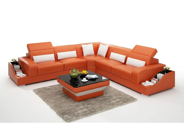 Eckgarnitur Divano in pelle Divano angolare Imbottitura Sofa Divano componibile da soggiorno