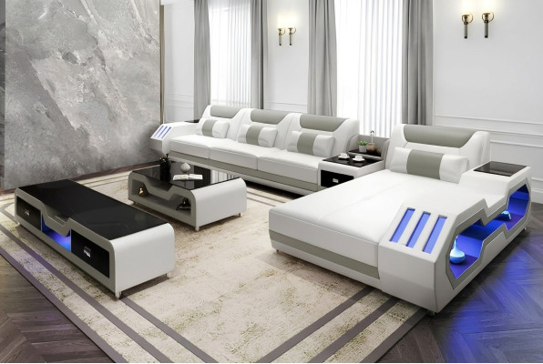 Divano ad angolo in pelle design, divano ad angolo, divano, divano a L, salotto