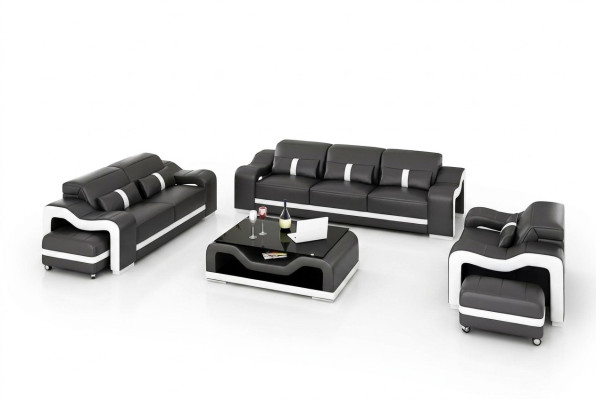 Sofà set 3 posti in pelle, divano moderno, divano componibile design.