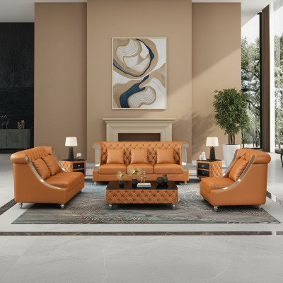 Chesterfield divano in pelle, divano, completo set di imbottiture 6 pezzi. Set sedile in pelle.