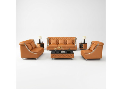 Chesterfield divano in pelle, divano, completo set di imbottiture 6 pezzi. Set sedile in pelle.