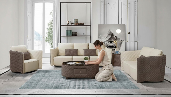 Divano in pelle design con rivestimento divano set poltrona divano 3 posti Divano classico Nuovo