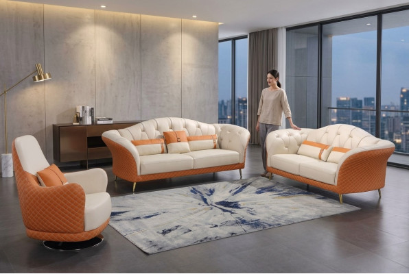 Esclusivo divano imbottito di design, set di divani a 32 posti, 2 pezzi, living.