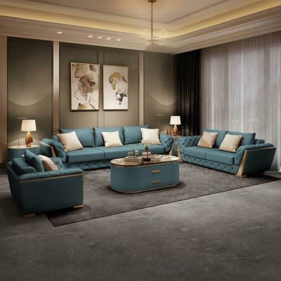 Set di divani in pelle di design 6 pezzi con tavolino da caffè.