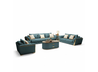 Set di divani in pelle di design 6 pezzi con tavolino da caffè.