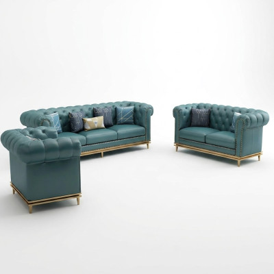 Chesterfield set di divani in tessuto imbottito 2 pezzi set di divani da 3 e 2 posti nuovi.