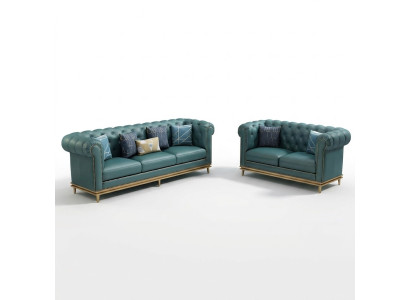 Divano in pelle composto da 3 posti più 2 posti, divano moderno, divano di design, nuovo stile Chesterfield.