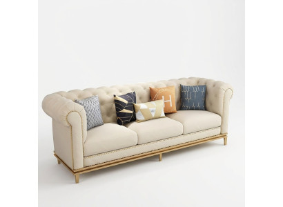 Classico divano a tre posti, design Chesterfield in stile italiano.