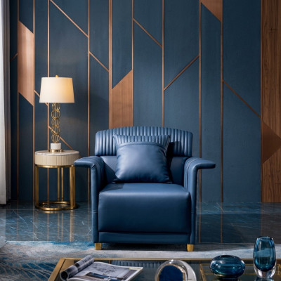 Classica poltrona in pelle da designer per lounge club, singola poltrona da relax.