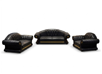 Set completo di divani Chesterfield, divano 6 pezzi con cuscini da seduta, tavolino e tavolo.