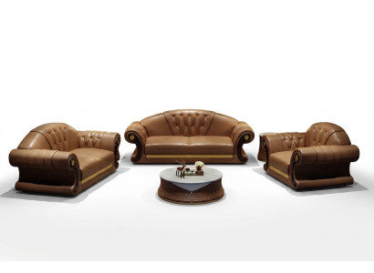 Divano Chesterfield in pelle imbottito, nuovo.