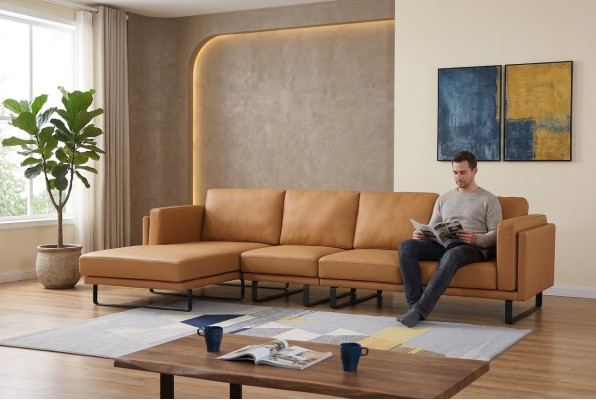 Divano d'angolo design Divano angolare Mobili soggiorno Moderni sofà in pelle