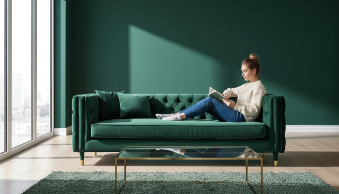 Divano Chesterfield in tessuto per il soggiorno, divano imbottito, set di sedili 3 posti nuovo.