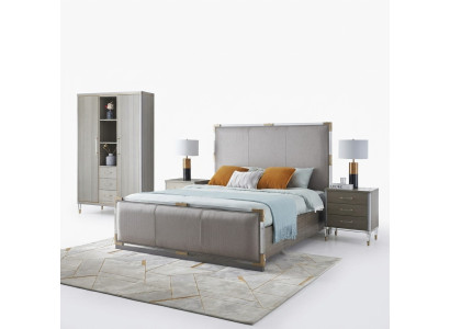 Mobili da camera da letto di lusso Letto 2x Comodino Set Letti mobili hotel Dubai