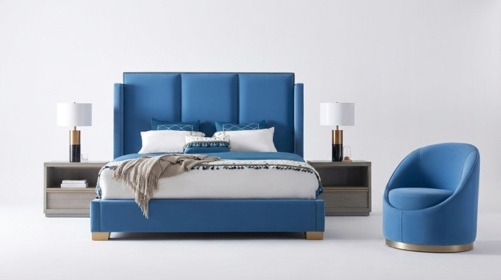 Blu Royal letto matrimoniale camera da letto tessile 180x200 lusso hotel