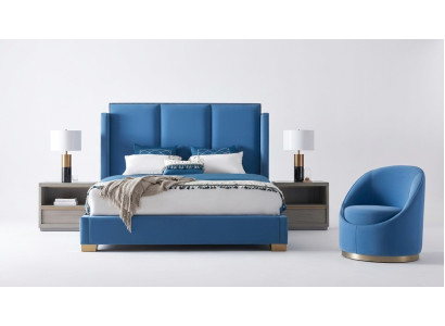 Blu Royal letto matrimoniale camera da letto tessile 180x200 lusso hotel
