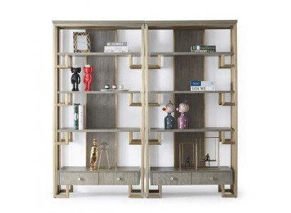 Vetrina di design 2x Vetrina in legno Armadio Armadi Scaffali Soggiorno.