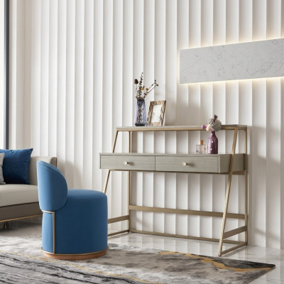 Tavolo trucco da toeletta da console design per cosmetici con specchio e cassetti