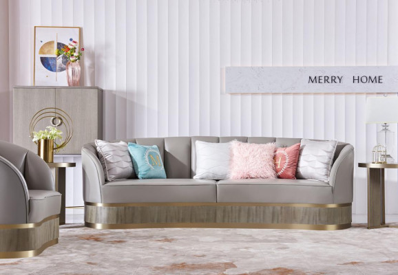 Design Arredamento Mobili Set di divani 3+1 posti Divano in pelle con imbottitura