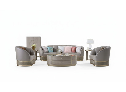 Design Arredamento Mobili Set di divani 3+1 posti Divano in pelle con imbottitura