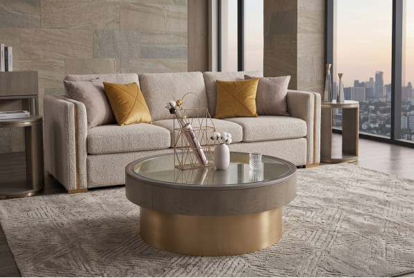 Tavolino rotondo in vetro dal design moderno - tavolini da salotto rotondi per il divano.