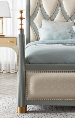 Mobili di lusso per la camera da letto dell'hotel Letto reale in oro Letto in legno 180x200 cm