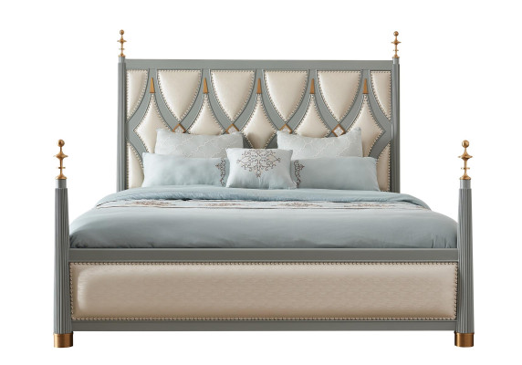 Mobili di lusso per la camera da letto dell'hotel Letto reale in oro Letto in legno 180x200 cm