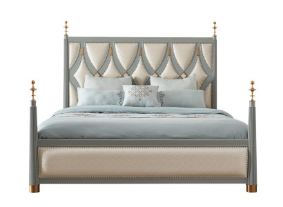 Mobili di lusso per la camera da letto dell'hotel Letto reale in oro Letto in legno 180x200 cm