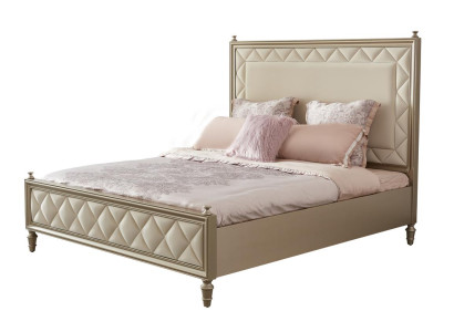 Letto classico Letto matrimoniale Design in pelle Letto imbottito per hotel Tessile matrimoniale