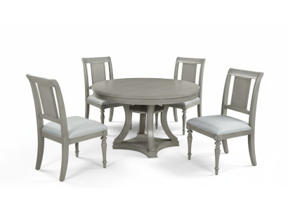 Tavolo da pranzo rotondo Set di sedie 4x Gruppo da pranzo Set di tavoli da pranzo di lusso in legno