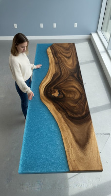 Resina epossidica tavolo in legno decorativo vero mobili massicci tavolo in resina ad effetto cascata