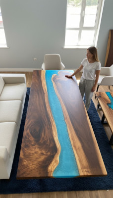 Tavoli Tavolo da pranzo Tavolo Design Moderno Mare Fiume Mobili Tavoli in resina epossidica