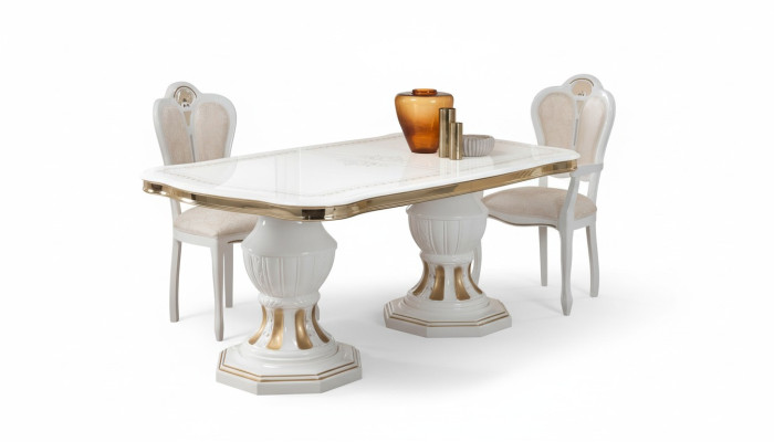 Tavolo da pranzo classico Tavolo Soggiorno Tavoli italiani Stile Mobili Bianco Oro