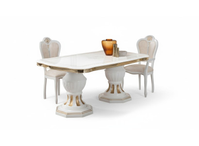 Tavolo da pranzo classico Tavolo Soggiorno Tavoli italiani Stile Mobili Bianco Oro