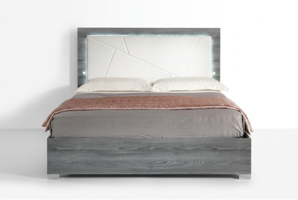 Lussuoso letto camera da letto Letti Moderno letto matrimoniale in legno Grigio 160x200 nuovo.