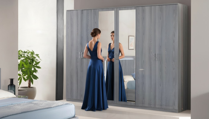 Camera da letto Mobili Armadio Armadietto Armadio Parete 6 Ante Legno Nuovo