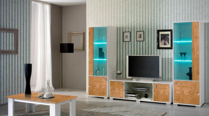 wonzwand 3 pezzi RTV + 2x vetrina Design Mobili italiani Soggiorno Mobili di lusso